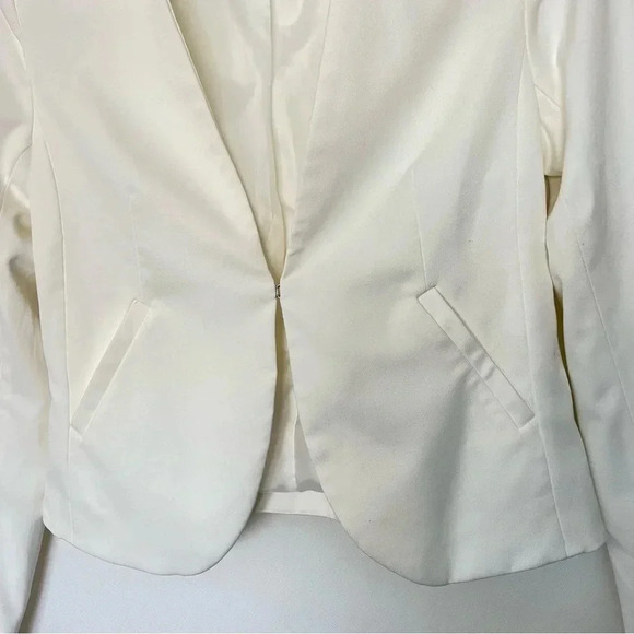 Divided By H&M Blazer Jacket Size 6 Off White Lined Hook & Eye Closure - Picture 4 of 6